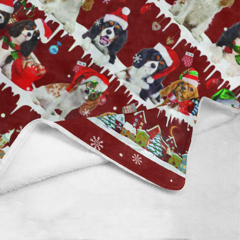 Cavalier King Charles Spaniel Christmas fleece blanket, product image 4 of 4