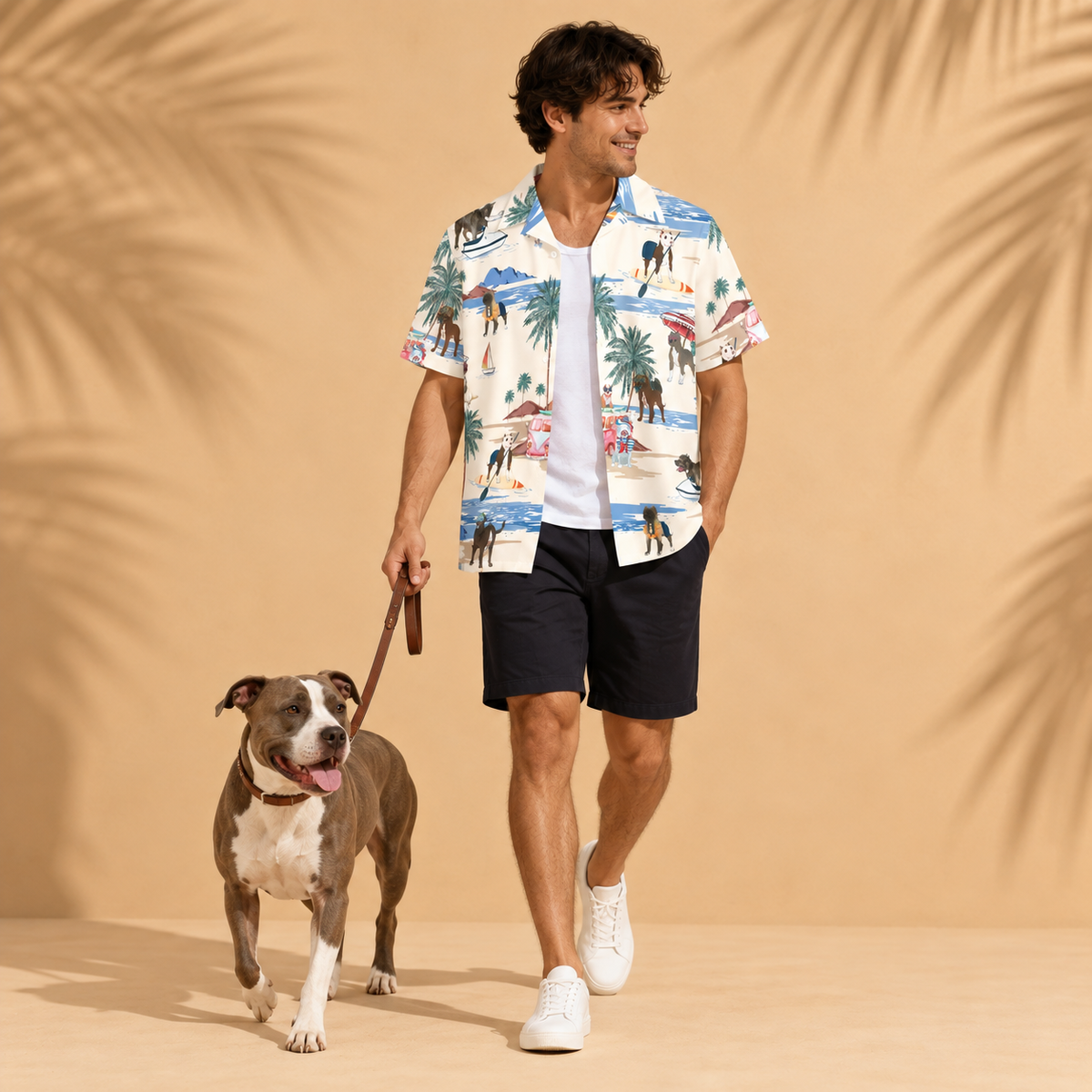 Men's American Pit Bull Terrier Hawaiian shirt – front view