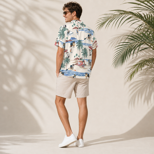 Men's Australian Shepherd Hawaiian shirt – back view