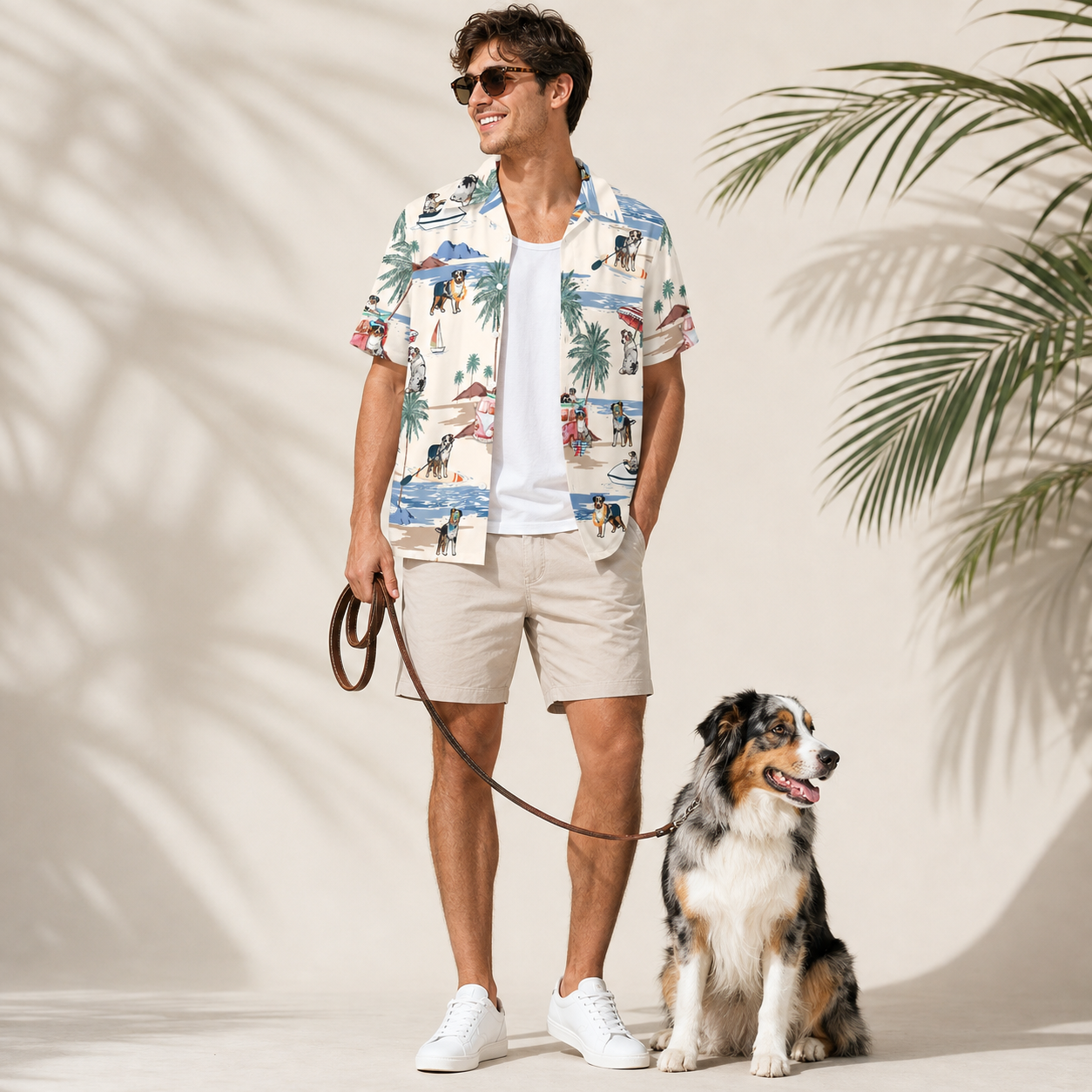 Men's Australian Shepherd Hawaiian shirt – front view
