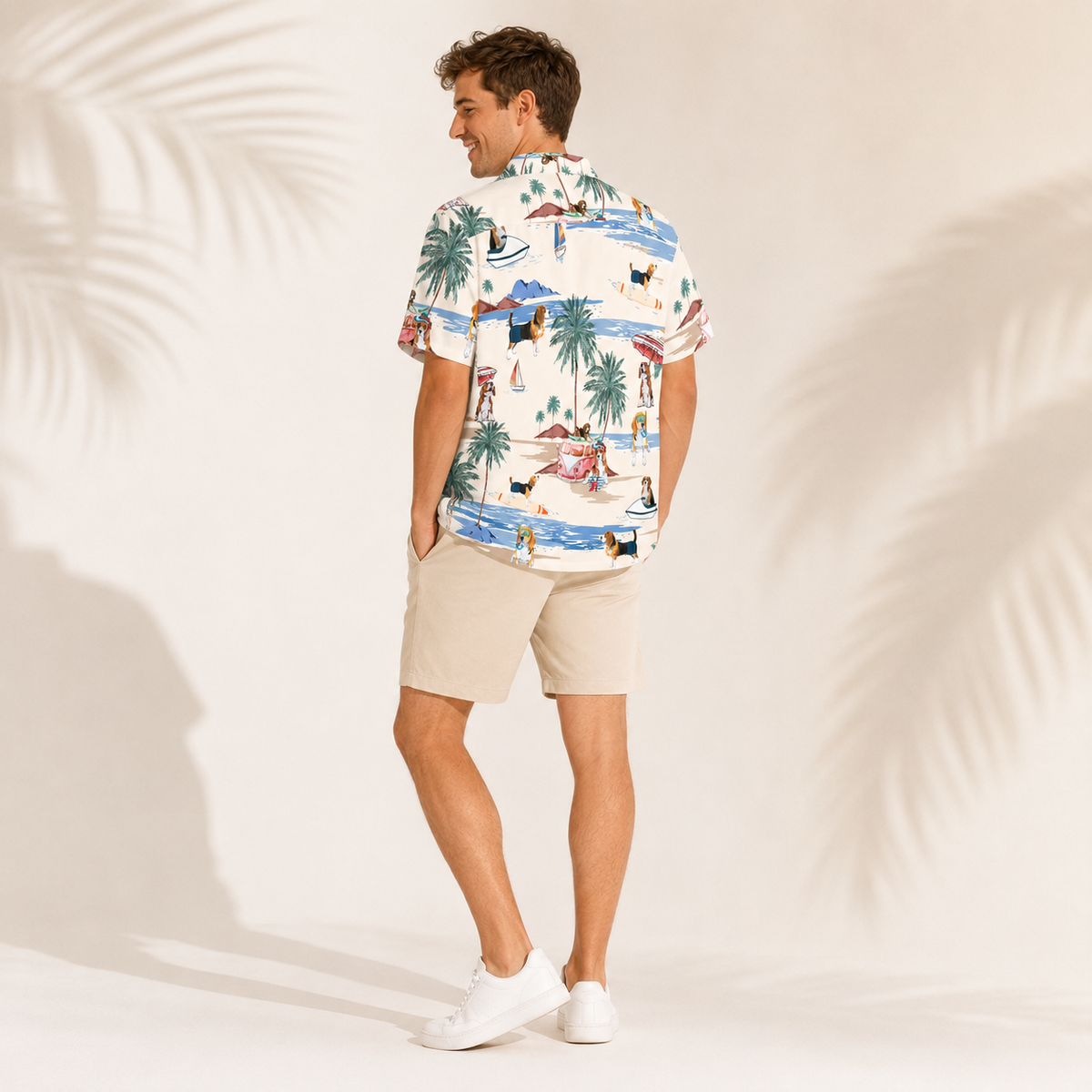 Men's Beagle Hawaiian shirt – back view