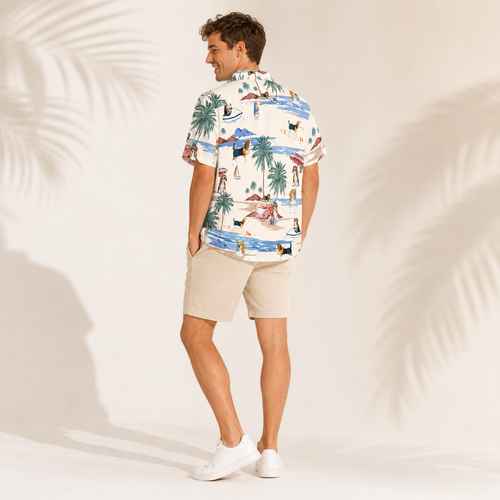 Men's Beagle Hawaiian shirt – back view