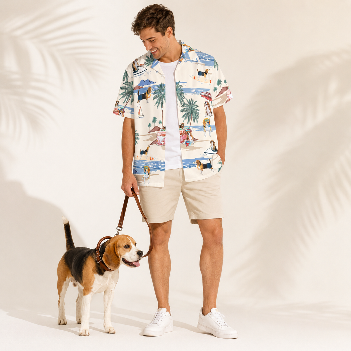 Men's Beagle Hawaiian shirt – front view