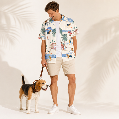 Men's Beagle Hawaiian shirt – front view