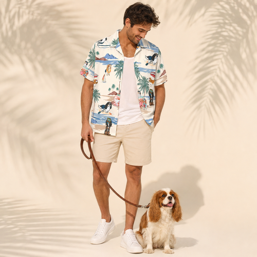 Men's Cavalier King Charles Spaniel Hawaiian shirt – front view