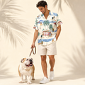 Men's English Bulldog Hawaiian shirt – front view