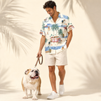 Men's English Bulldog Hawaiian shirt – front view