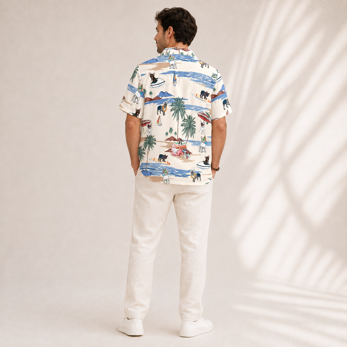 Men's French Bulldog Hawaiian shirt – back view
