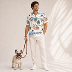 Men's French Bulldog Hawaiian shirt – front view
