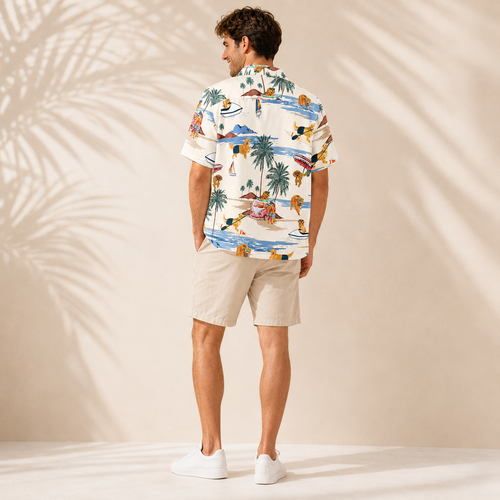 Men's Golden Retriever Hawaiian shirt – back view