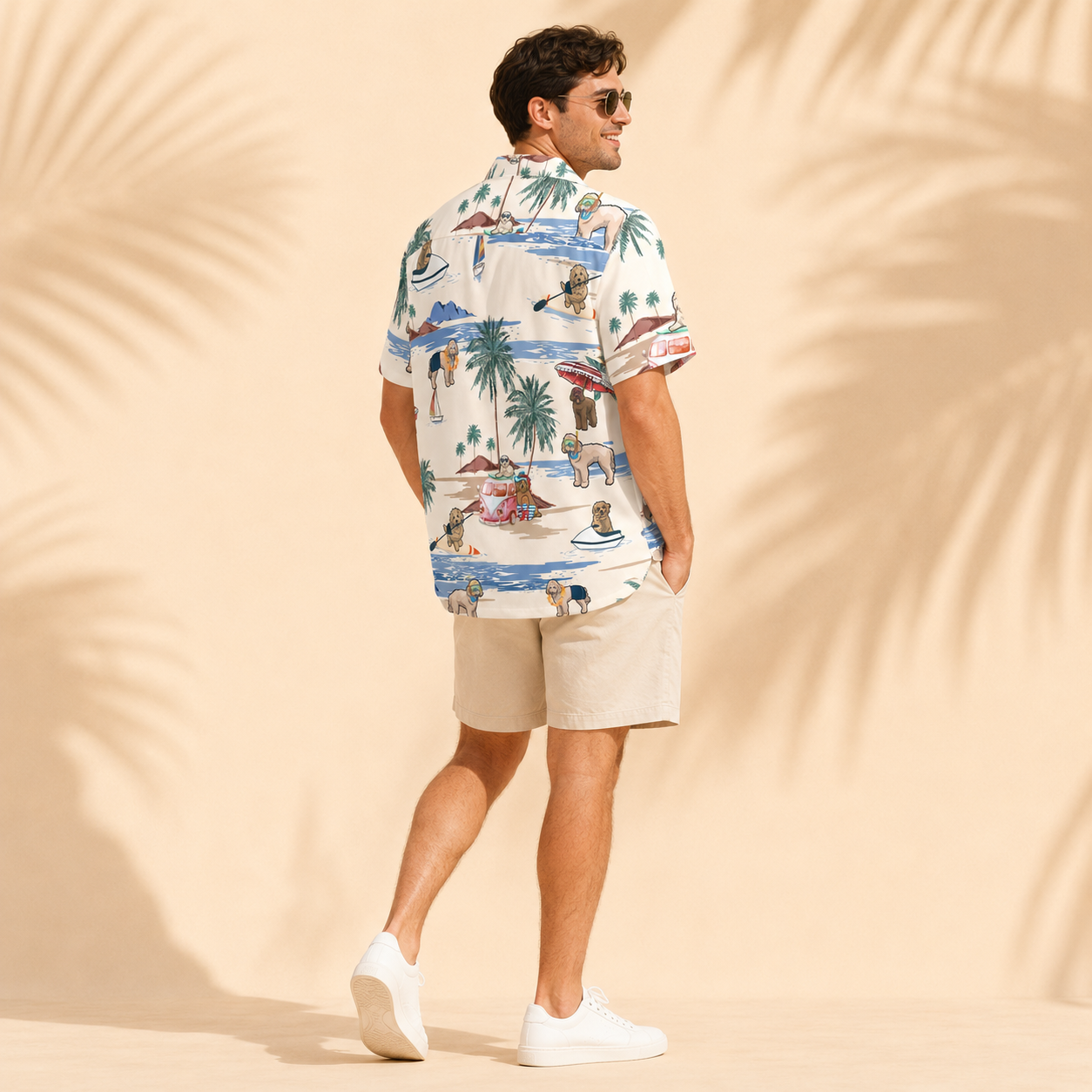 Men's Goldendoodle Hawaiian shirt – back view