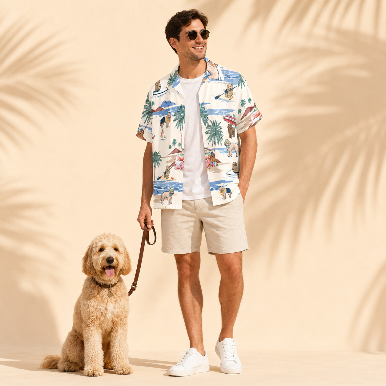 Men's Goldendoodle Hawaiian shirt – front view