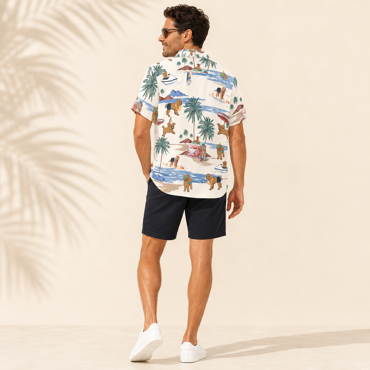 Men's Labradoodle Hawaiian shirt – back view