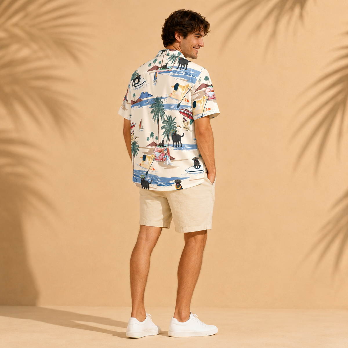 Men's Labrador Retriever Hawaiian shirt – back view