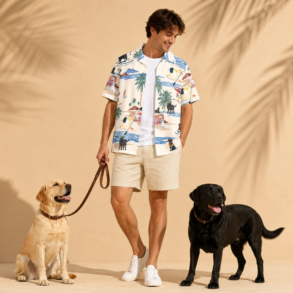 Men's Labrador Retriever Hawaiian shirt – front view