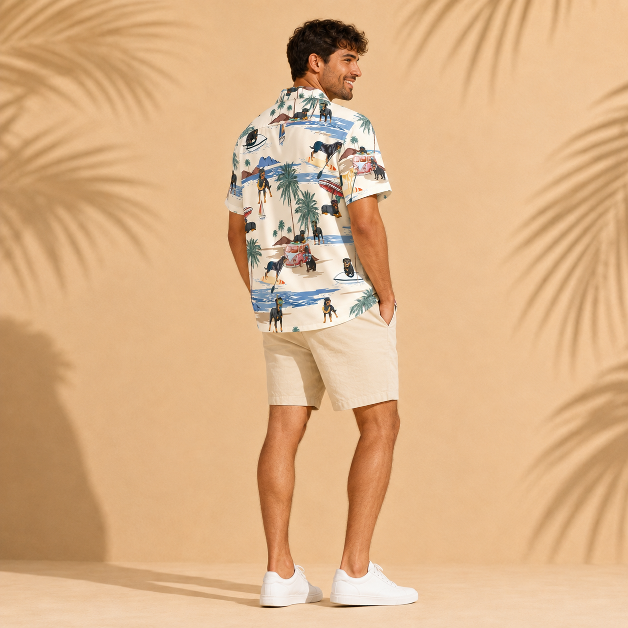 Men's Rottweiler Hawaiian shirt – back view