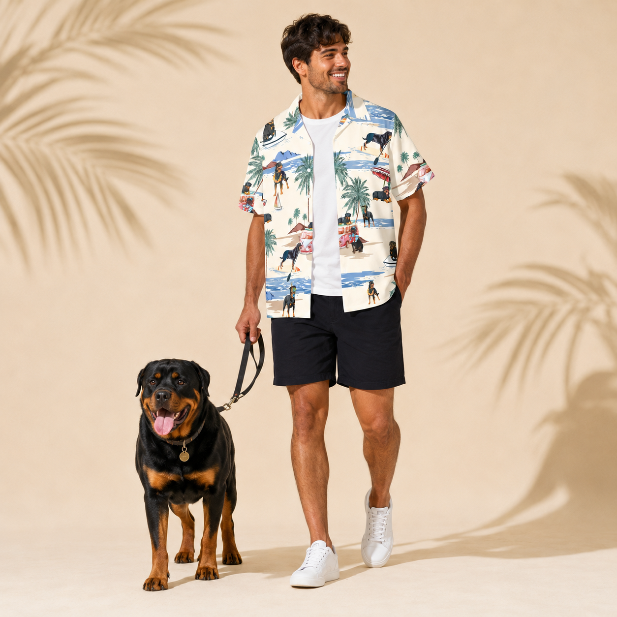 Men's Rottweiler Hawaiian shirt – front view