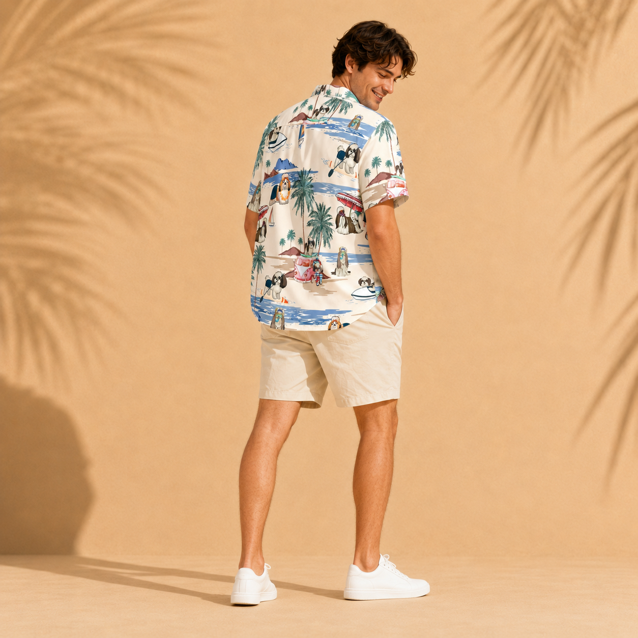 Men's Shih Tzu Hawaiian shirt – back view