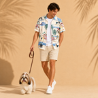 Men's Shih Tzu Hawaiian shirt – front view