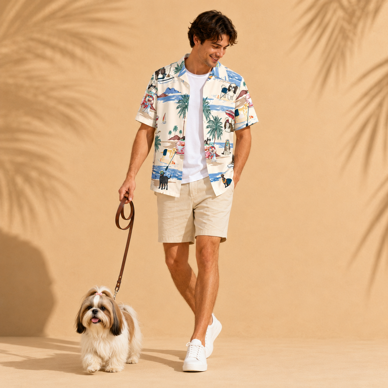 Men's Shih Tzu Hawaiian shirt – front view