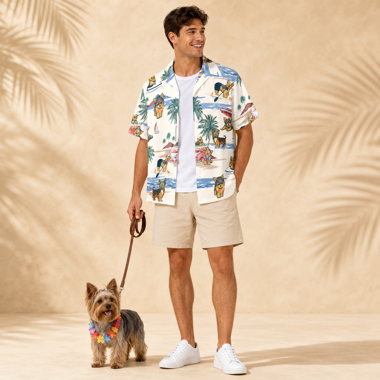 Men's Yorkshire Terrier Hawaiian shirt – front view