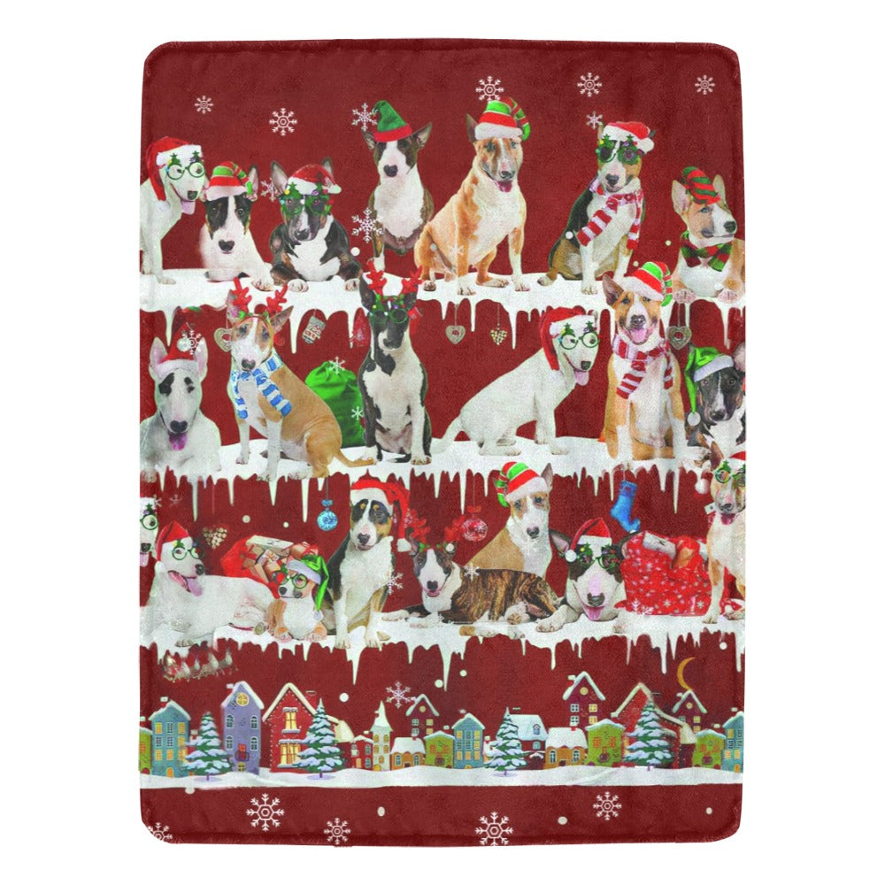 Bull Terrier Christmas fleece blanket, product image 1 of 4