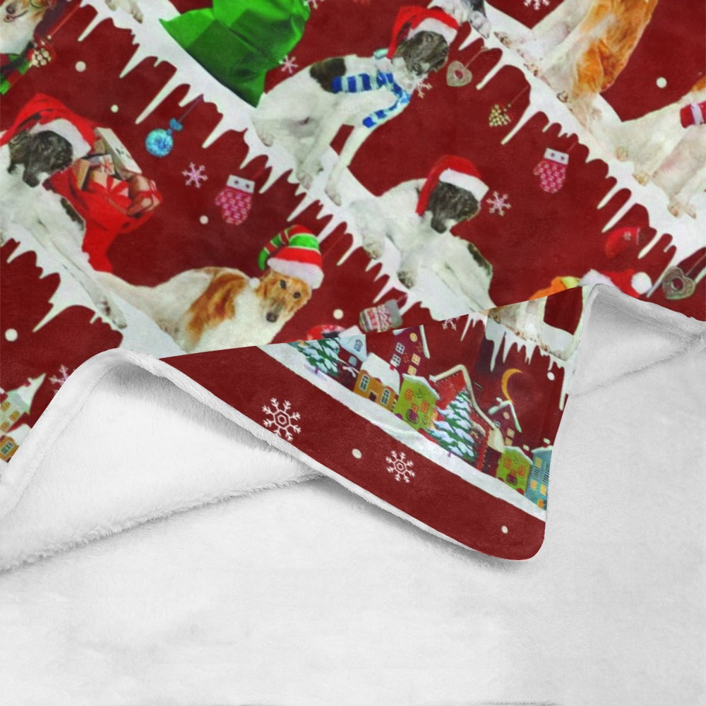 Borzoi Christmas fleece blanket, product image 4 of 4