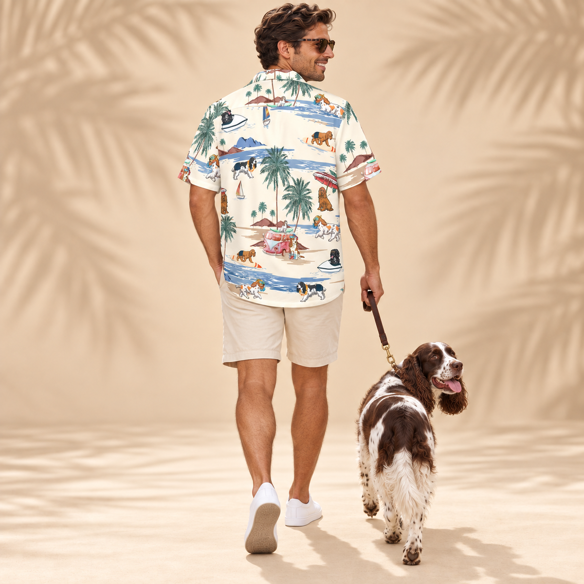 Men's English Springer Spaniel Hawaiian shirt – back view