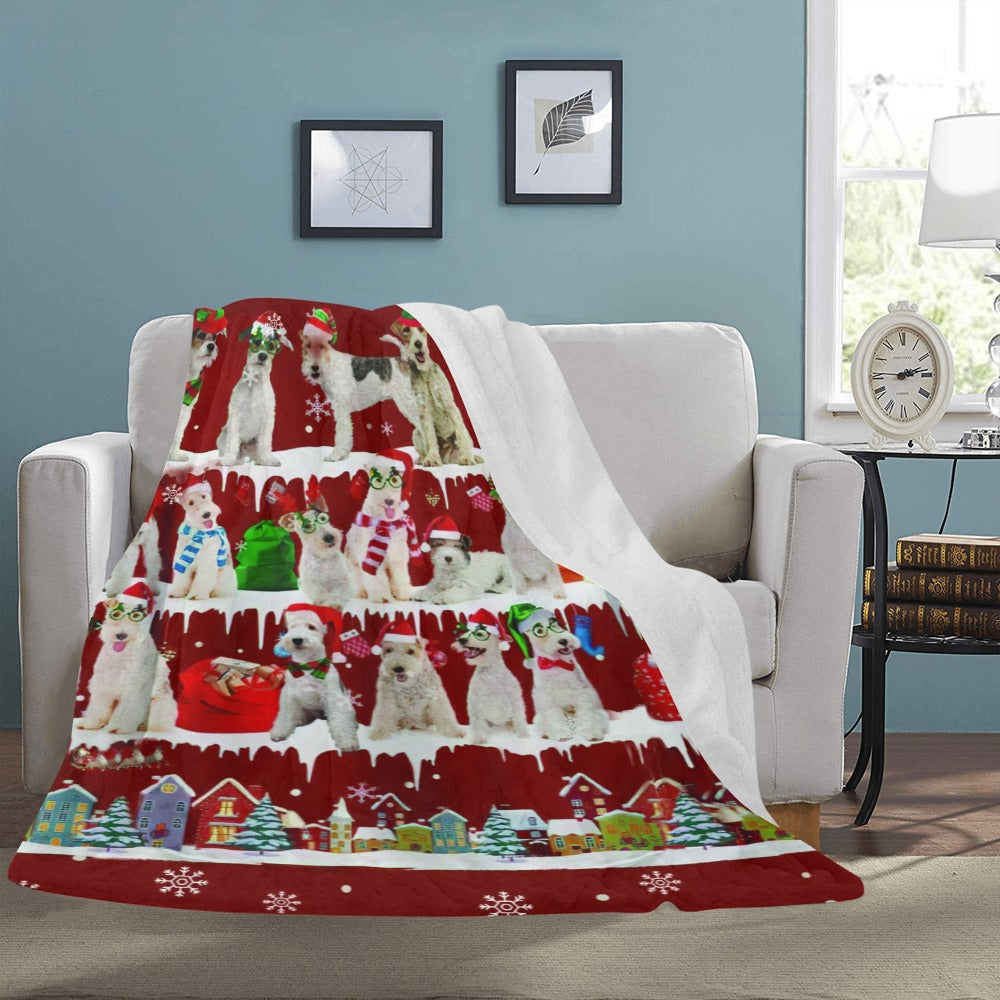 Fox Terrier Santa Paws fleece blanket image 3 of 4