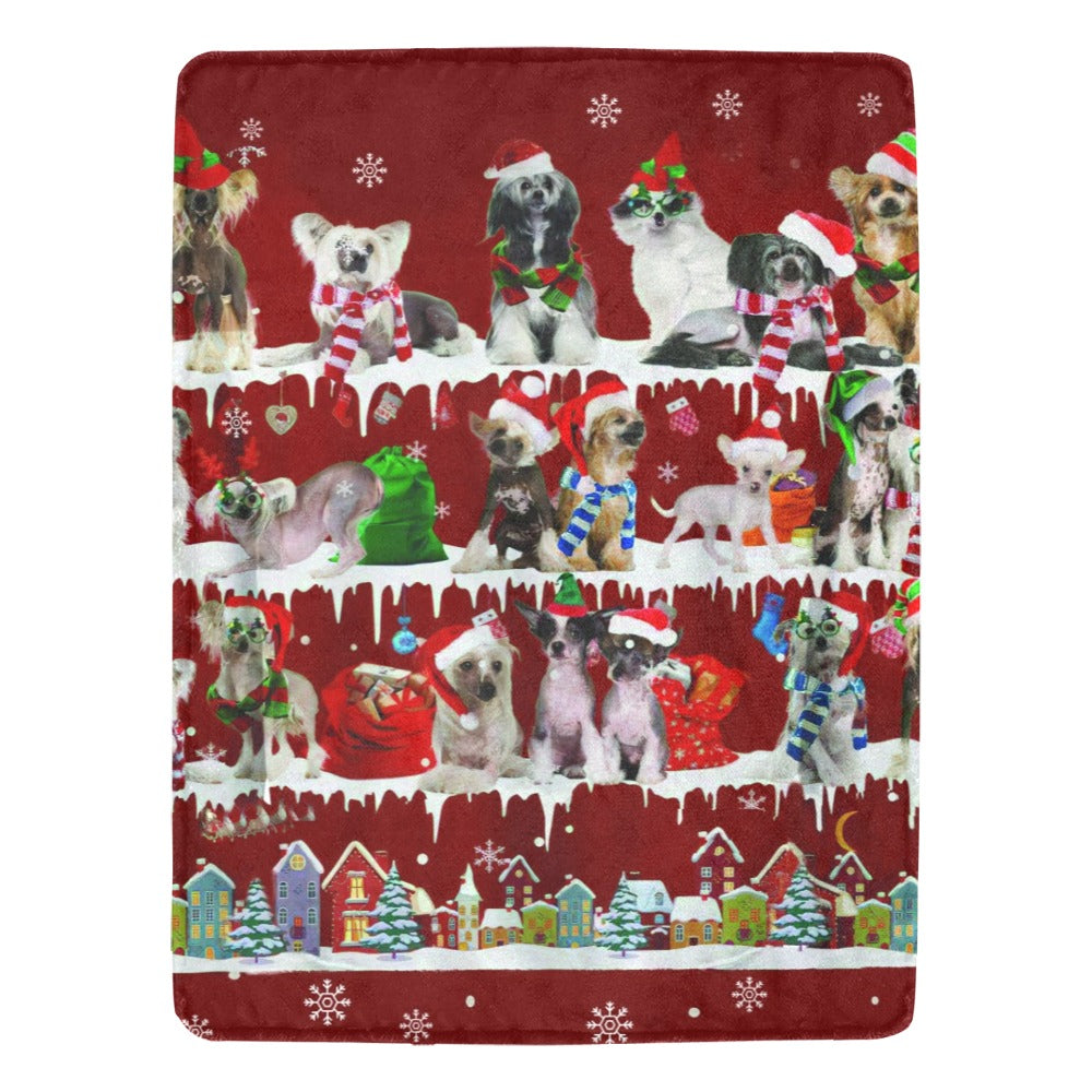 Chinese Crested Dog Santa Paws fleece blanket image 1 of 4
