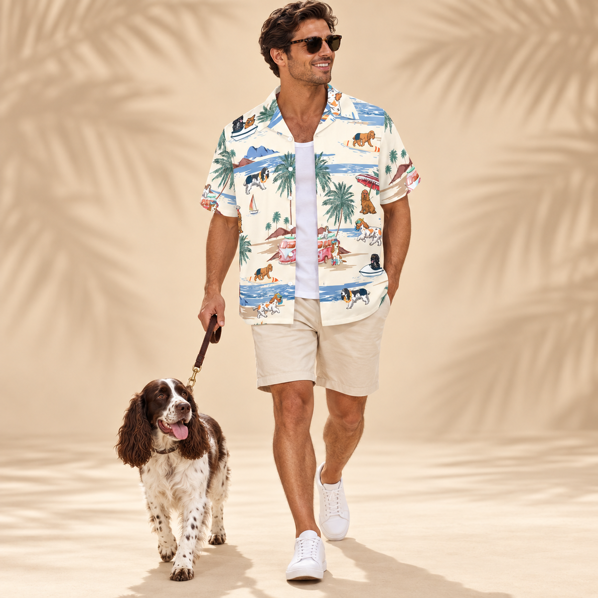 Men's English Springer Spaniel Hawaiian shirt – front view