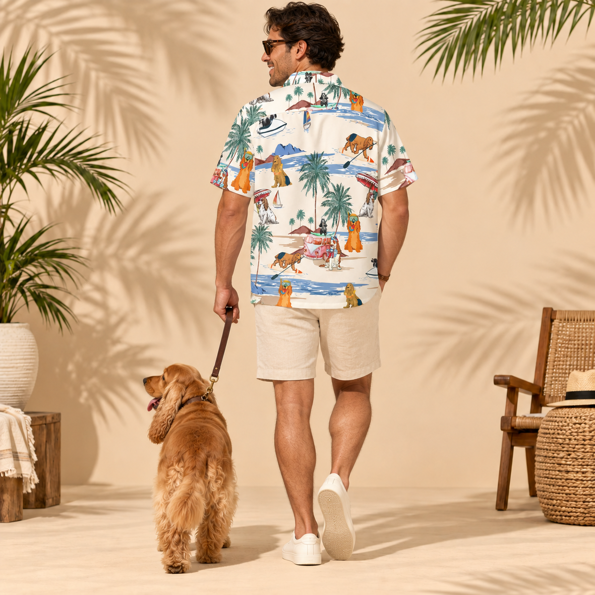 Men's English Cocker Spaniel Hawaiian shirt – back view