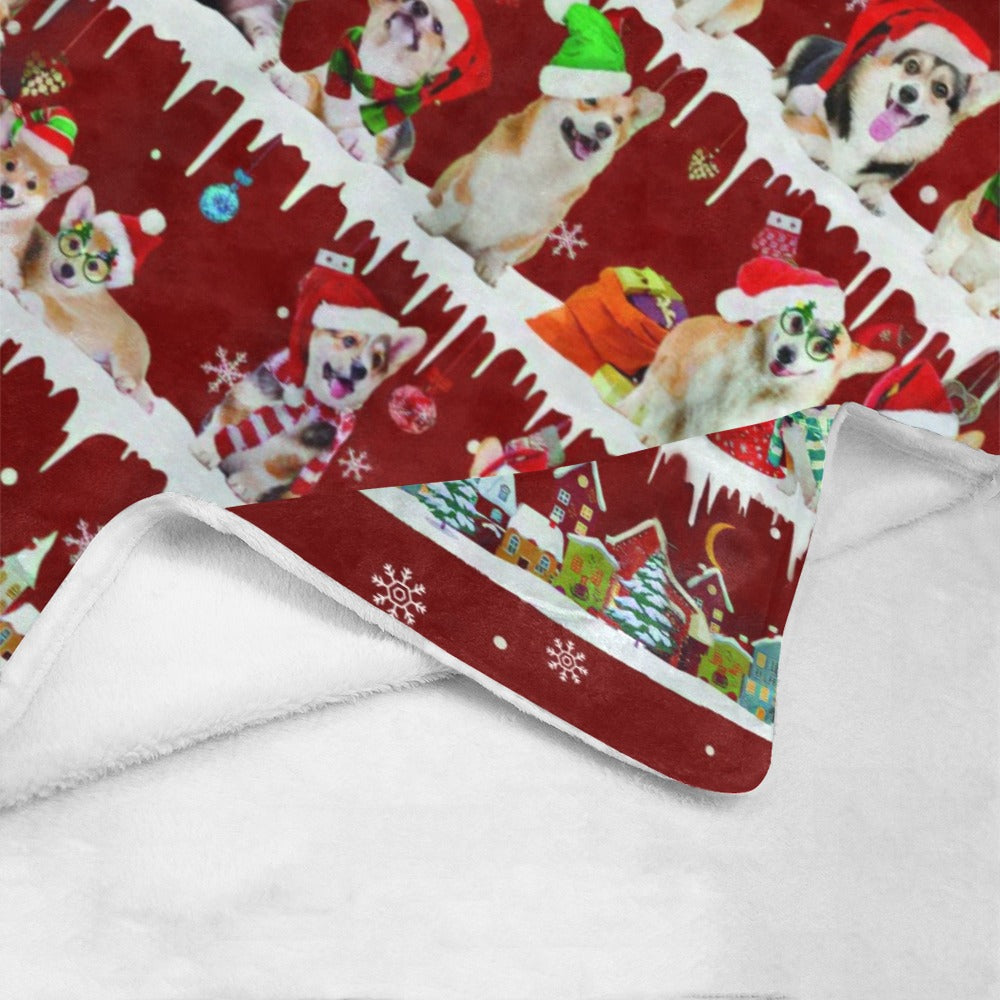 Corgi Santa Paws fleece blanket image 4 of 4