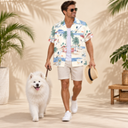 Men's Samoyed Hawaiian shirt – front view
