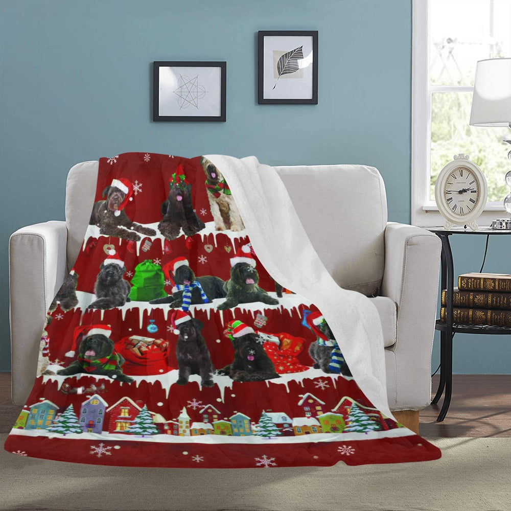 Bouvier des Flandres Christmas fleece blanket, product image 3 of 4
