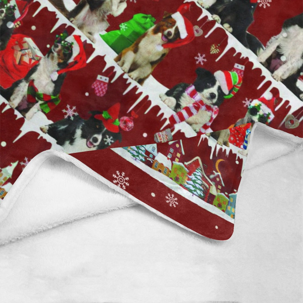 Border Collie Christmas fleece blanket, product image 4 of 4