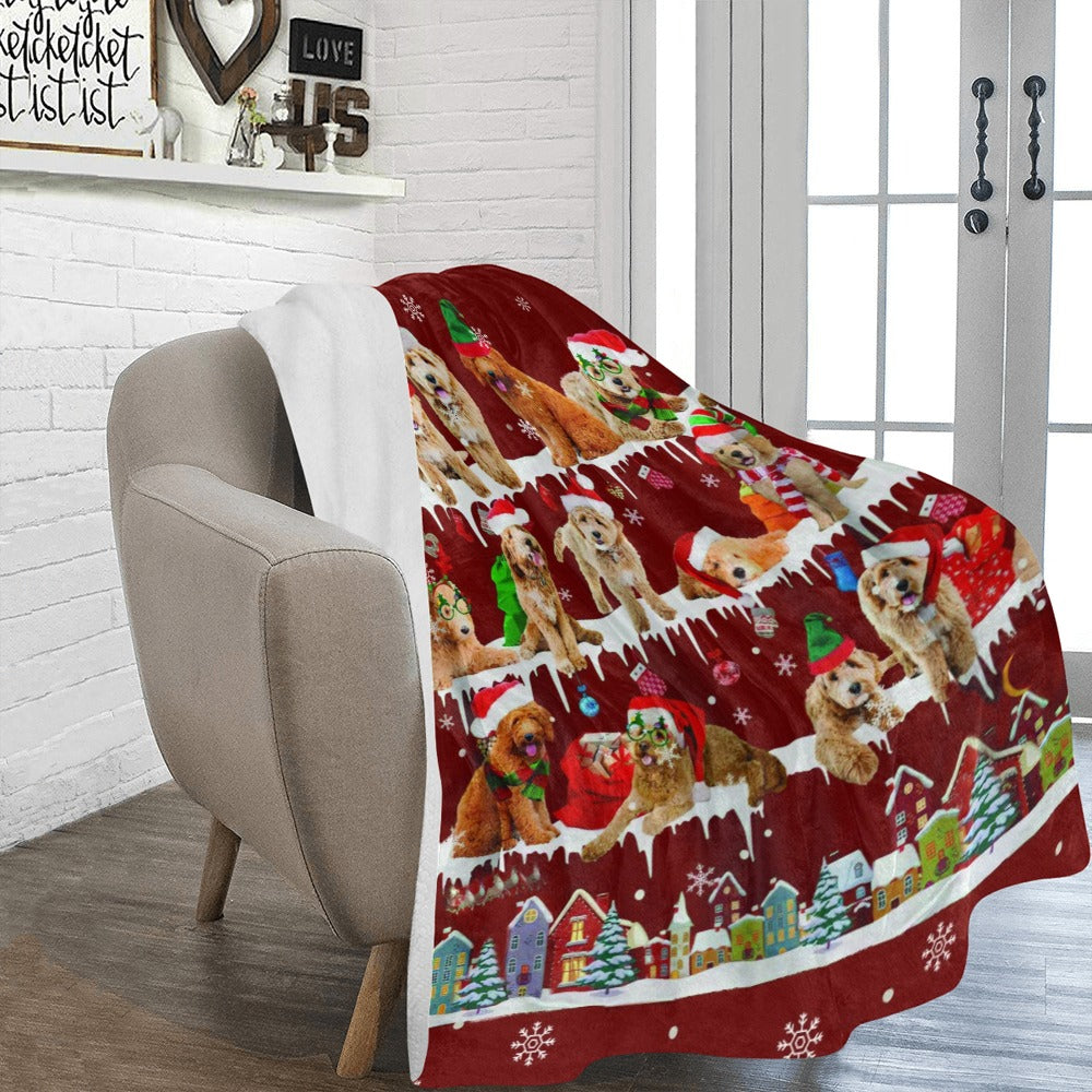 Goldendoodle Santa Paws fleece blanket image 2 of 4