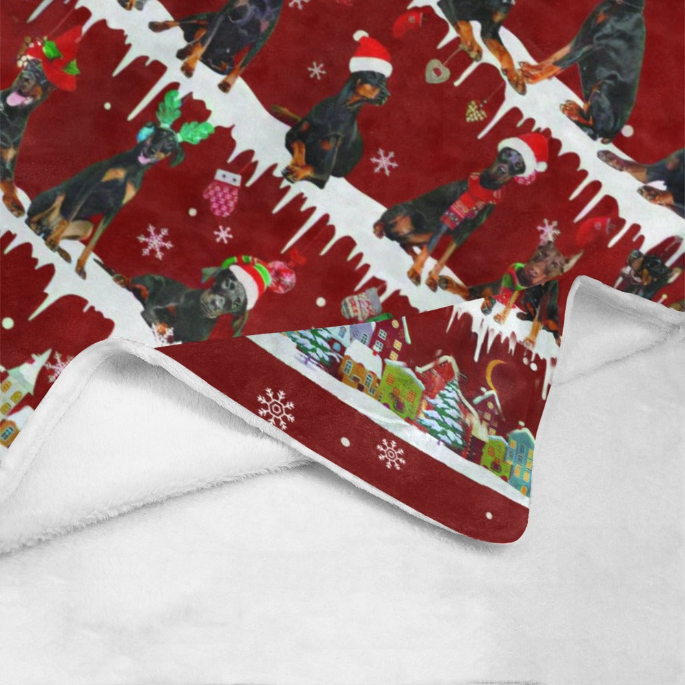 Doberman Pinscher Santa Paws fleece blanket image 4 of 4