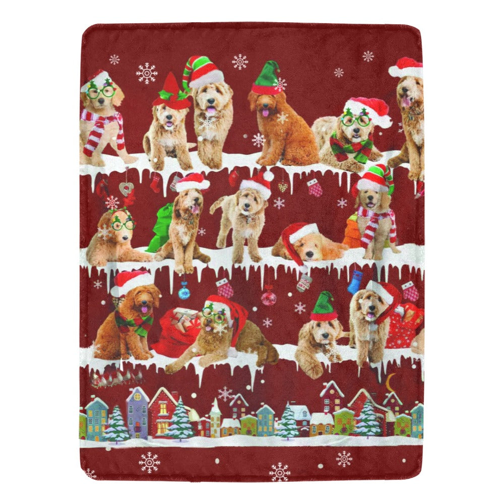 Goldendoodle Santa Paws fleece blanket image 1 of 4