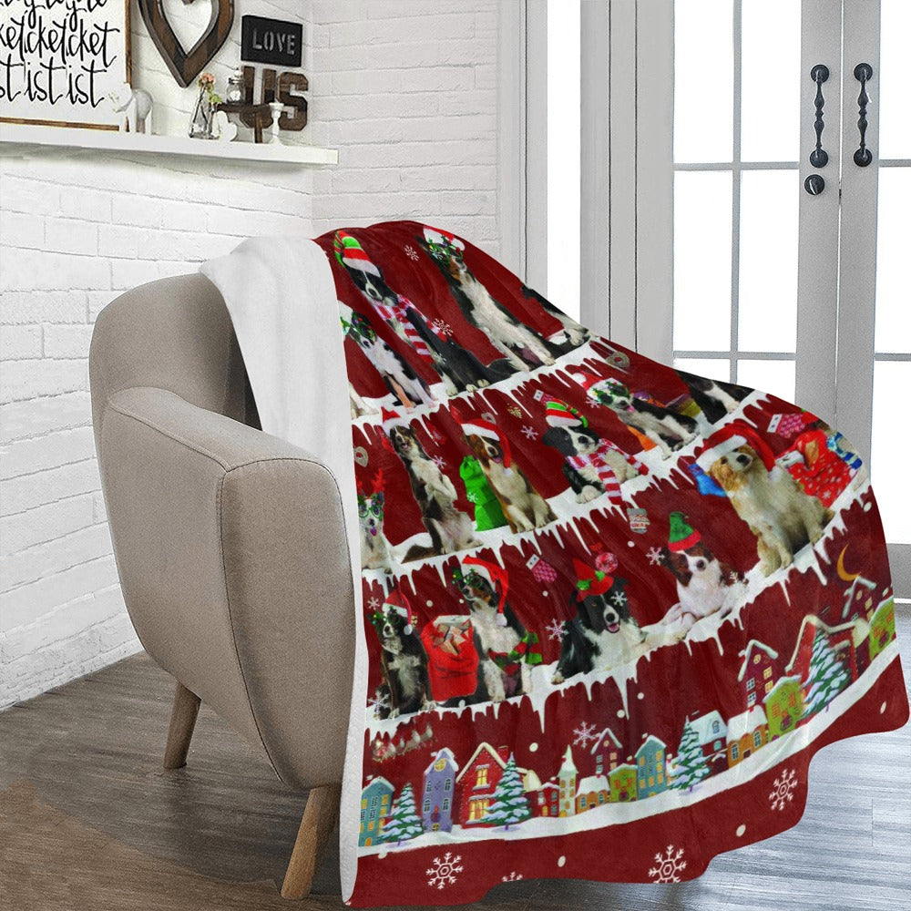 Border Collie Christmas fleece blanket, product image 2 of 4