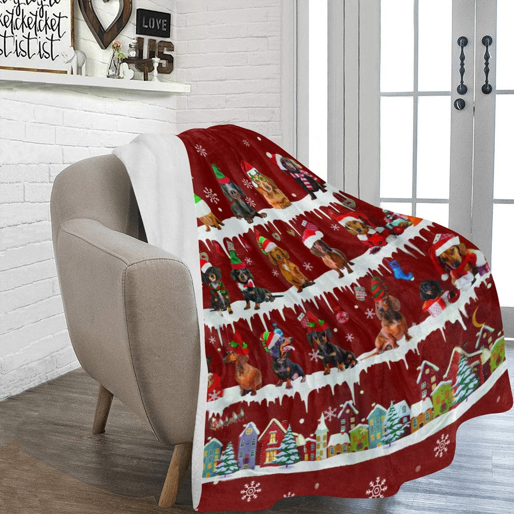 Dachshund Santa Paws fleece blanket image 2 of 4