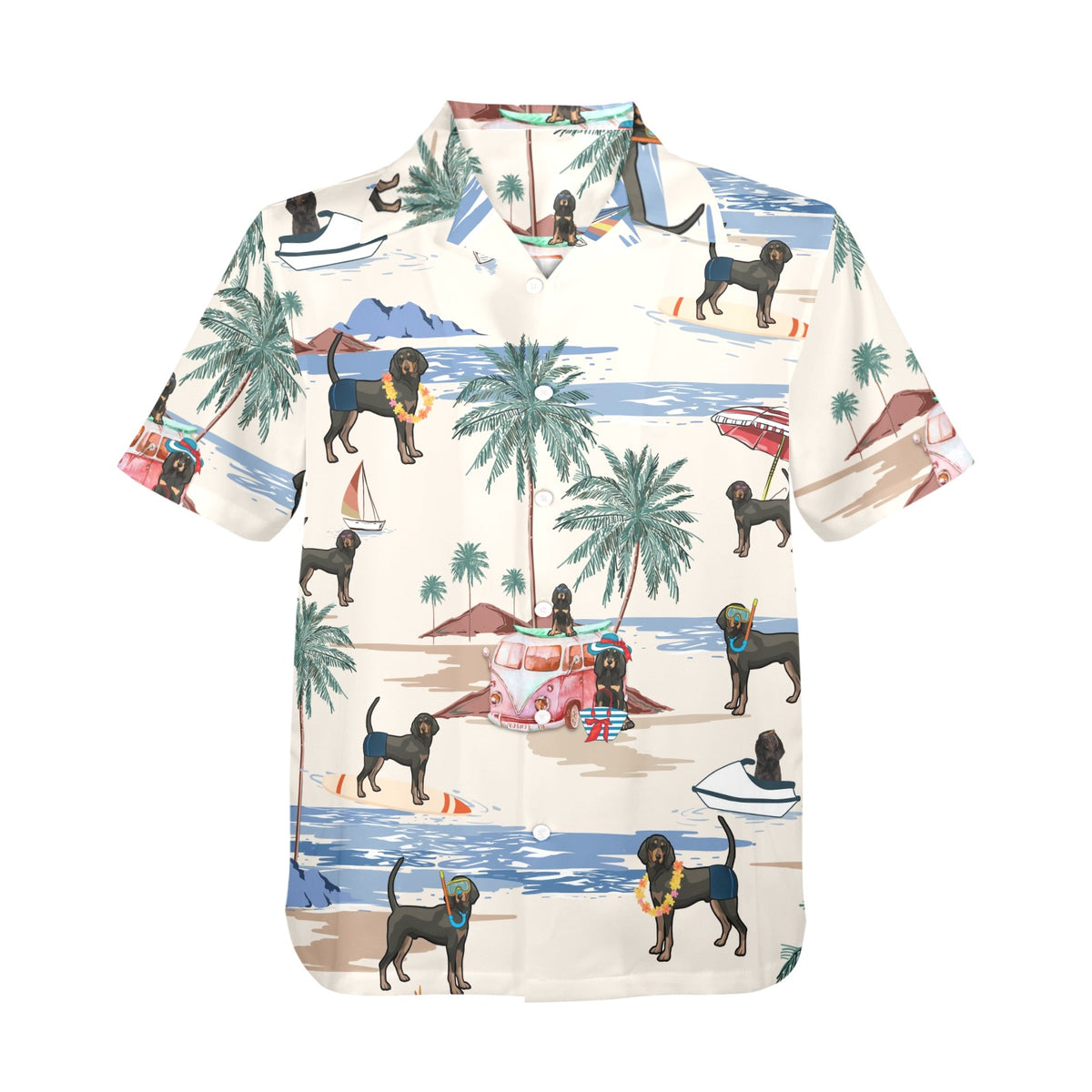 Tropical Black and Tan Coonhound shirt for dog owners