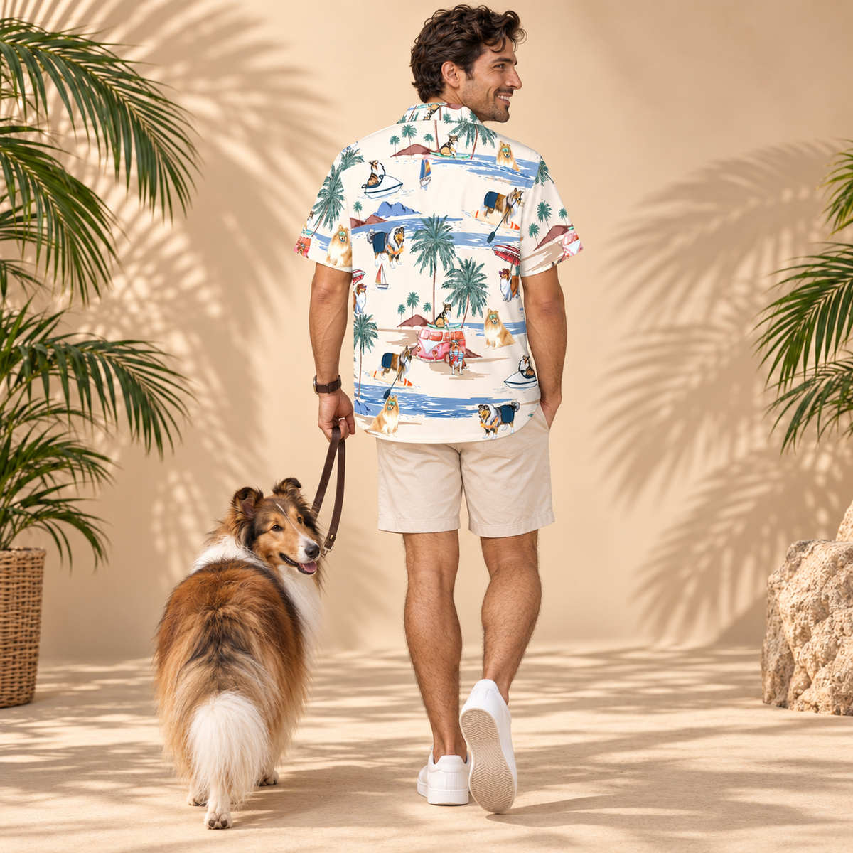 Men's Rough Collie Hawaiian shirt – back view