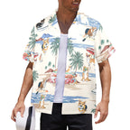 Men's Corgi Hawaiian shirt with tropical dog artwork