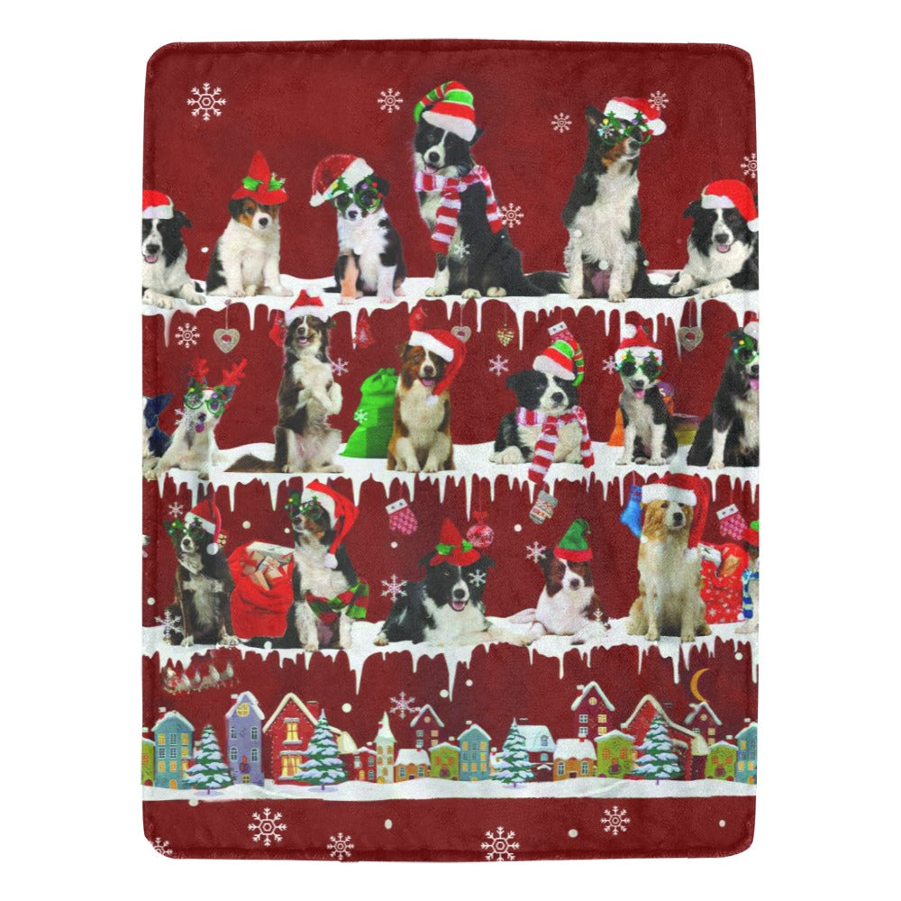 Border Collie Christmas fleece blanket, product image 1 of 4