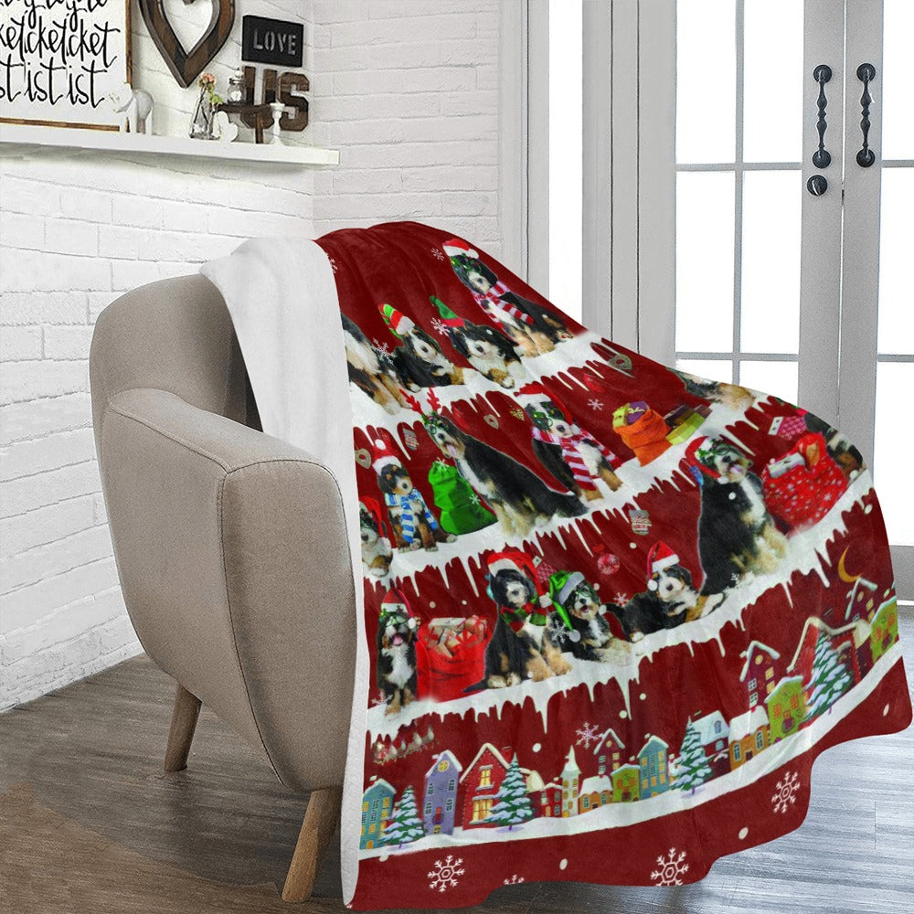 Bernedoodle Christmas fleece blanket, product image 2 of 4