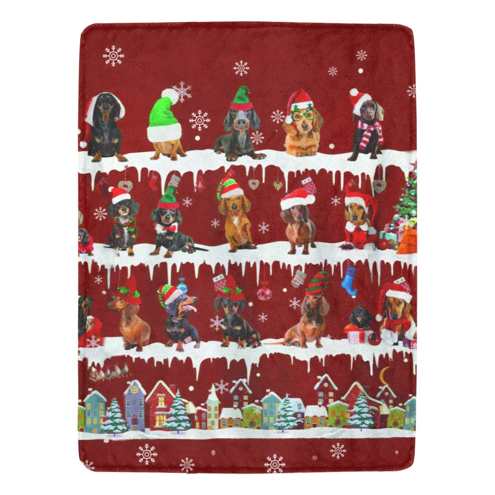 Dachshund Santa Paws fleece blanket image 1 of 4