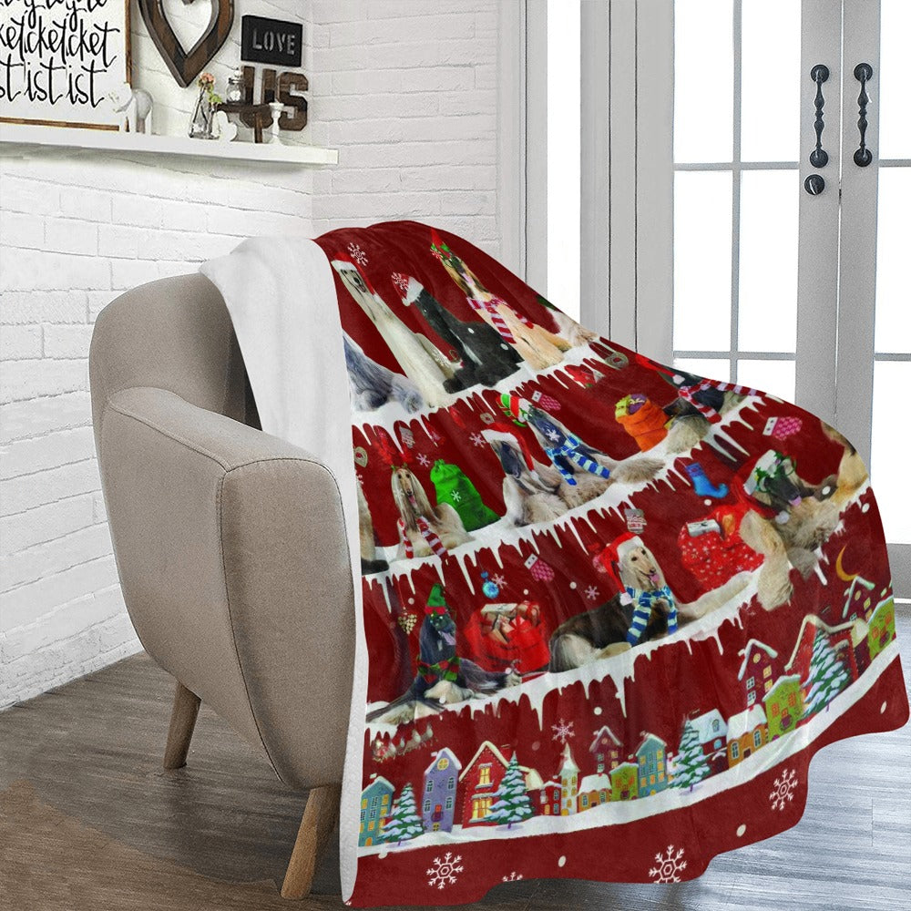 Afghan Hound Christmas fleece blanket, product image 2 of 4