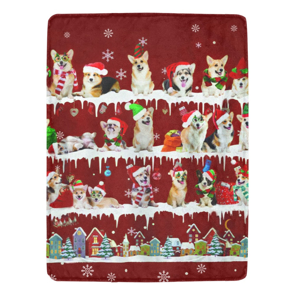 Corgi Santa Paws fleece blanket image 1 of 4