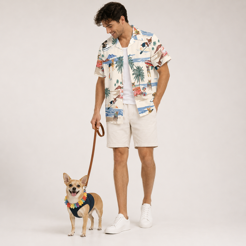 Men's Chihuahua Hawaiian shirt – front view